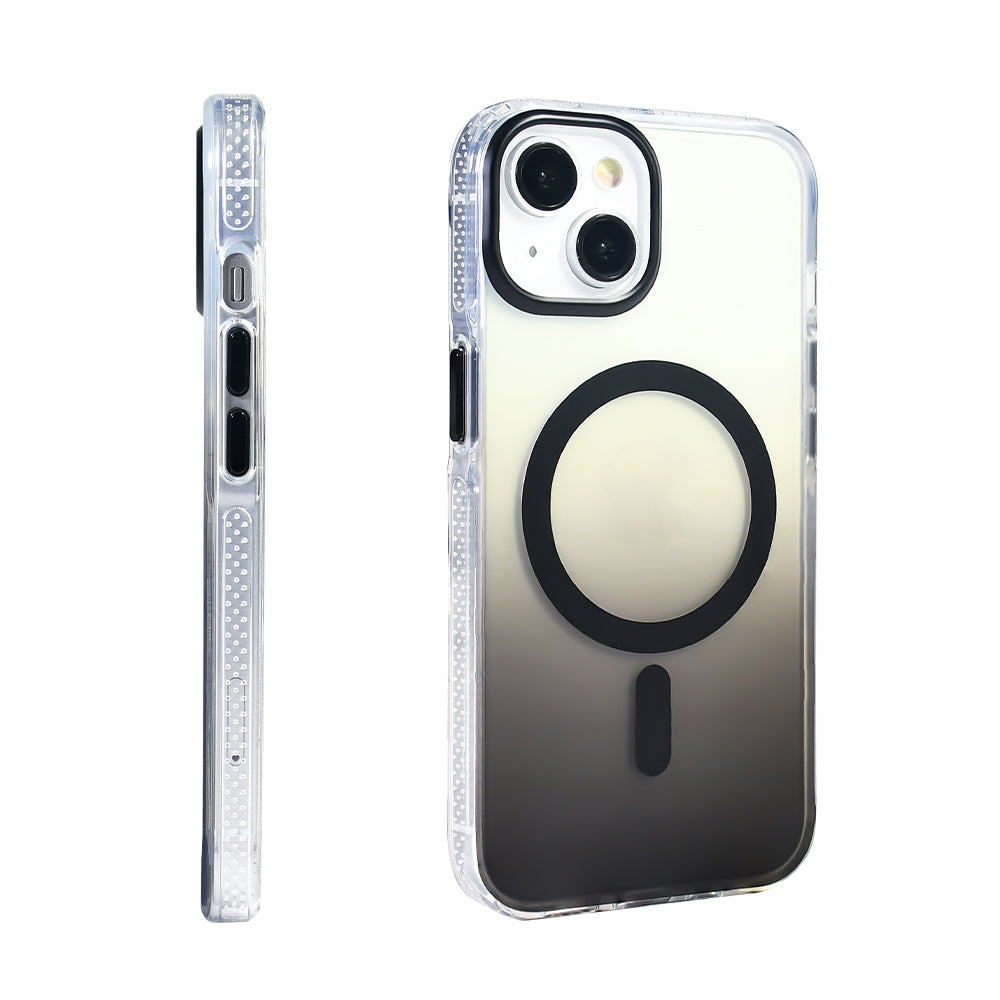 Apple iPhone 14 Kılıf M-safe Şarj Özellikli Transparan Renk Geçişli Zore Toros Kapak Rose Gold