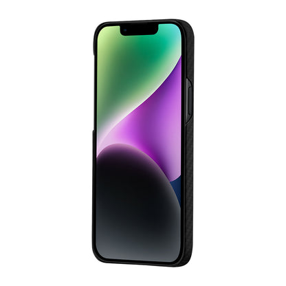 Apple iPhone 14 Kılıf M-safe Şarj Özellikli 1500D Aramid Fiber Pitaka Ultra-Slim Classic Serisi Black-Grey Twill Kapak Siyah-Gri