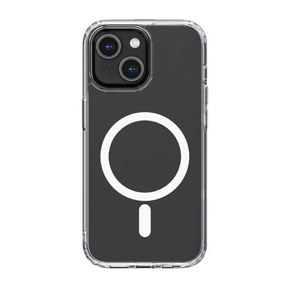 Apple iPhone 14 Kılıf M-safe Şarj Özellikli Airbagli Şeffaf PC Arka Yüzey Recci Magnetik Suction Serisi Kapak Şeffaf