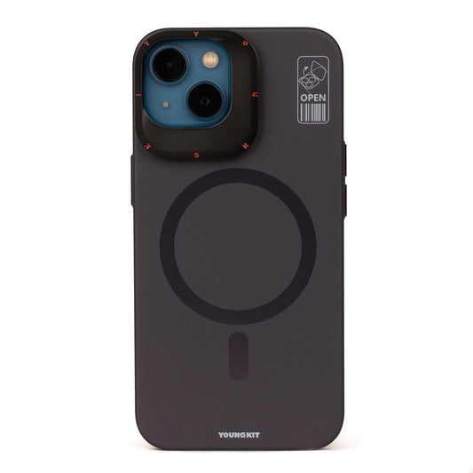 Apple iPhone 14 Kılıf M-safe Şarj Özellikli Standlı YoungKit Hermit Bracket Serisi Kapak Derin Mor