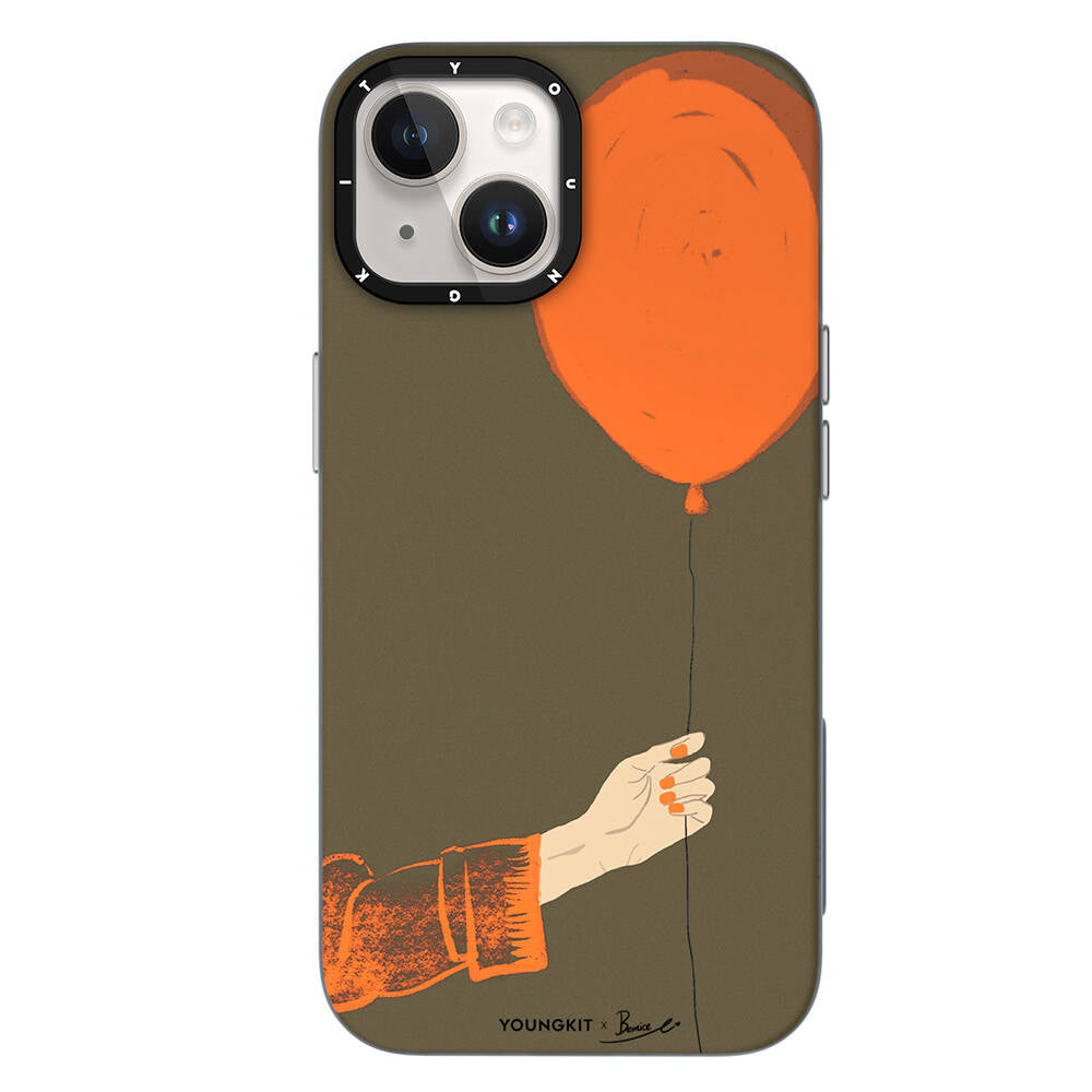 Apple iPhone 14 Kılıf M-safe Şarj Özellikli Youngkit Orange Serisi Flying Balloon Kapak Turuncu