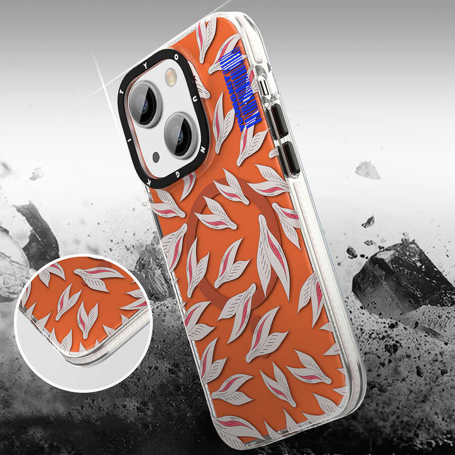 Apple iPhone 14 Kılıf M-safe Şarj Özellikli Youngkit Play Rabbit Serisi Kapak Sarı