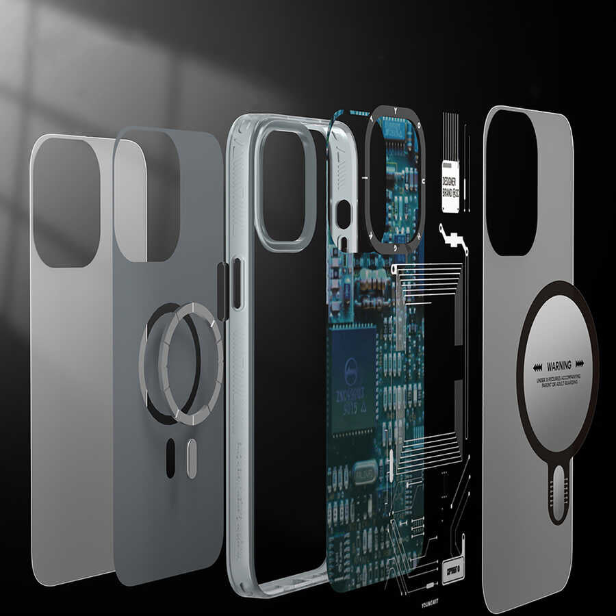 Apple iPhone 14 Kılıf M-safe Şarj Özellikli YoungKit Technology Serisi Kapak Beyaz