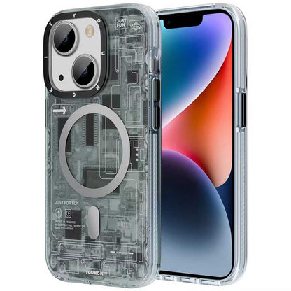 Apple iPhone 14 Kılıf M-safe Şarj Özellikli YoungKit Technology Serisi Kapak Siyah