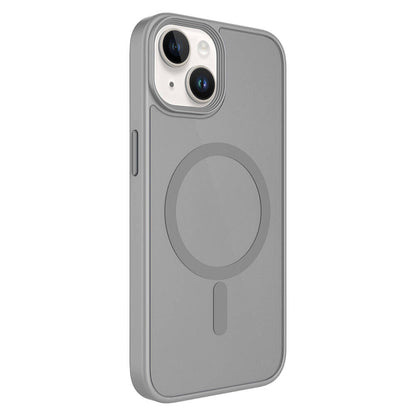 Apple iPhone 14 Kılıf Mat Arka Yüzey Wireless Şarj Özellikli Zore Flet M-safe Kapak Mavi