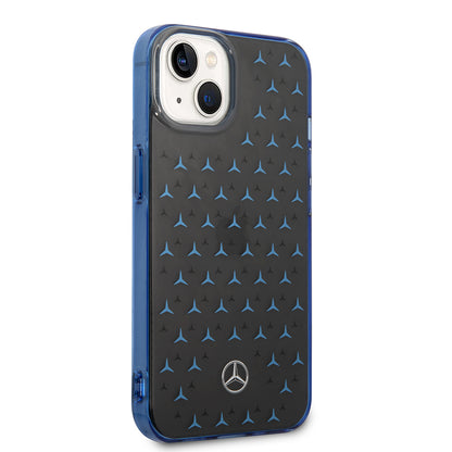 Apple iPhone 14 Kılıf Mercedes Benz Çift Katmanlı Yıldız Desenli Dizayn Kapak Siyah-Gümüş