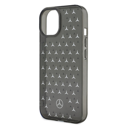 Apple iPhone 14 Kılıf Mercedes Benz Çift Katmanlı Yıldız Desenli Dizayn Kapak Siyah-Gümüş
