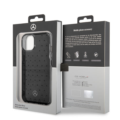 Apple iPhone 14 Kılıf Mercedes Benz Çift Katmanlı Yıldız Desenli Dizayn Kapak Siyah-Gümüş
