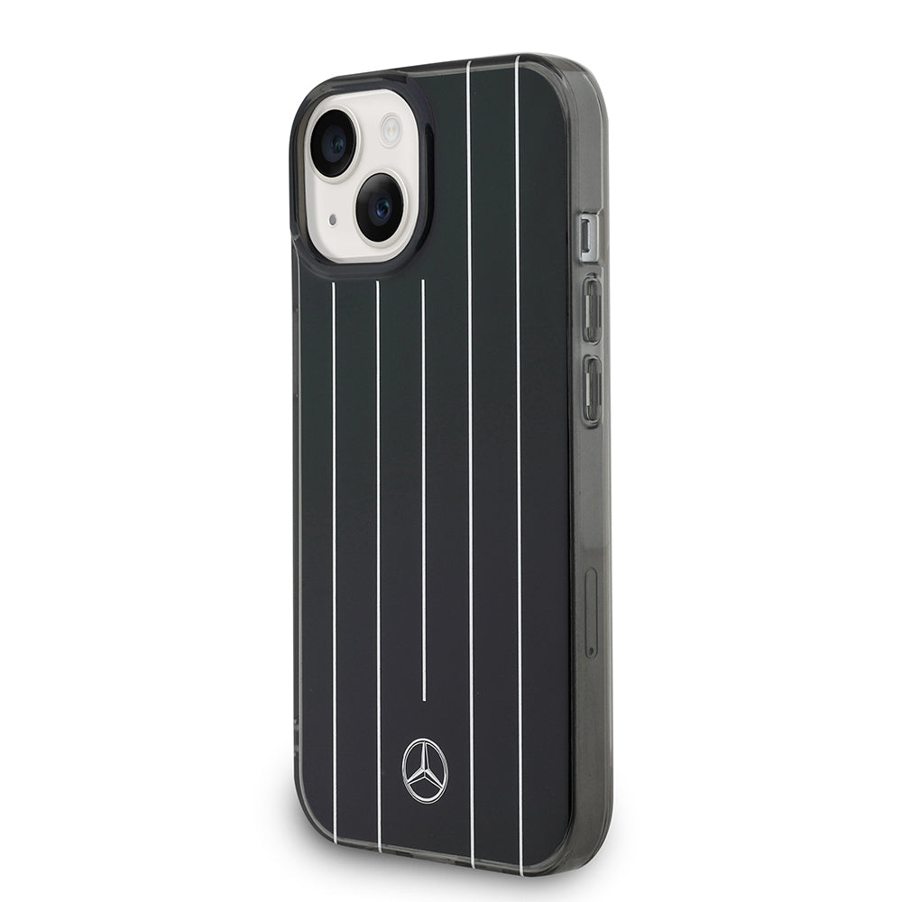 Apple iPhone 14 Kılıf Mercedes Benz Orjinal Lisanslı New Urban 3 Sert PC Paralel Çizgi Desenli Kapak Siyah