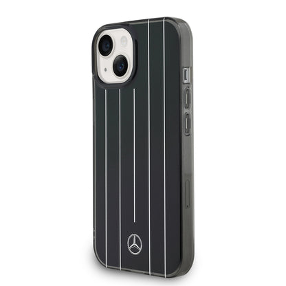 Apple iPhone 14 Kılıf Mercedes Benz Orjinal Lisanslı New Urban 3 Sert PC Paralel Çizgi Desenli Kapak Siyah