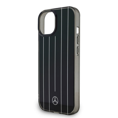 Apple iPhone 14 Kılıf Mercedes Benz Orjinal Lisanslı New Urban 3 Sert PC Paralel Çizgi Desenli Kapak Siyah