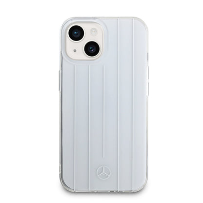 Apple iPhone 14 Kılıf Mercedes Benz Orjinal Lisanslı New Urban 3 Sert PC Paralel Çizgi Desenli Kapak Beyaz