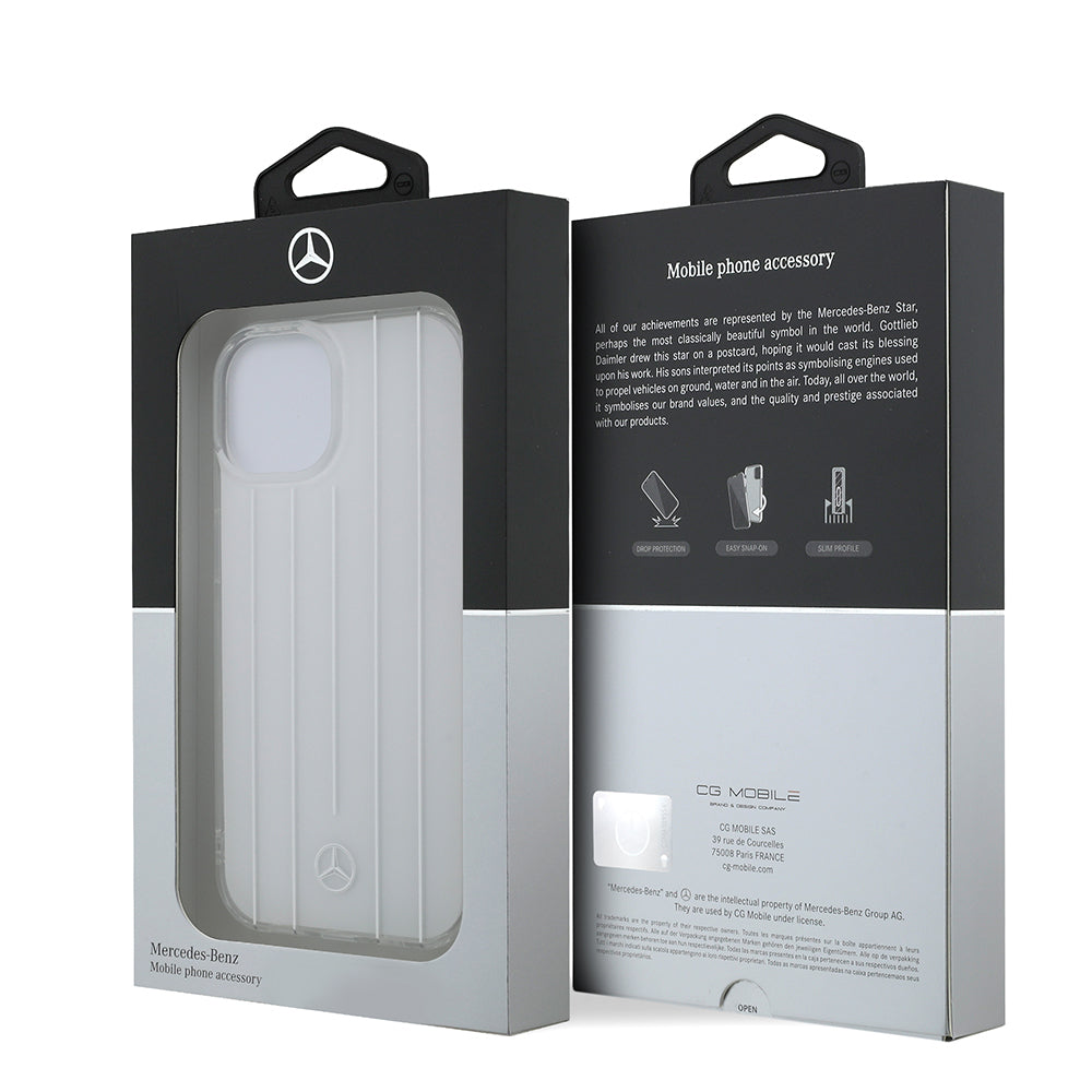 Apple iPhone 14 Kılıf Mercedes Benz Orjinal Lisanslı New Urban 3 Sert PC Paralel Çizgi Desenli Kapak Siyah