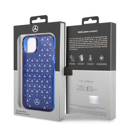 Apple iPhone 14 Kılıf Mercedes Benz Transparan Yıldızlı Dizayn Kapak Mavi
