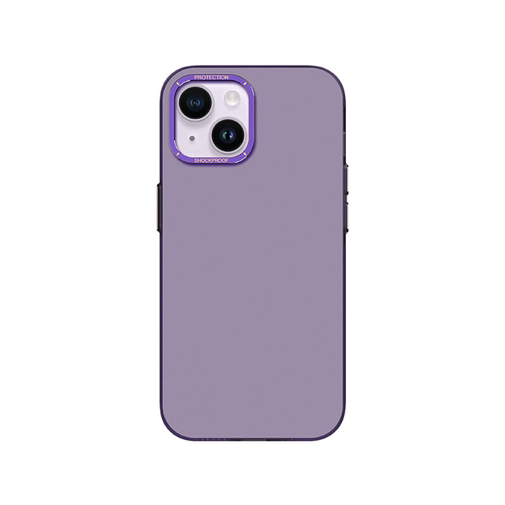 Apple iPhone 14 Kılıf Metal Kamera Çerçeveli Recci Glaze Serisi Kapak Siyah