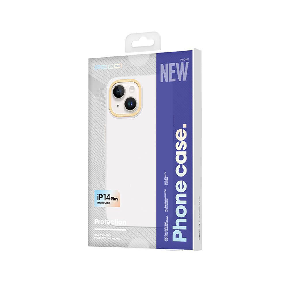 Apple iPhone 14 Kılıf Metal Kamera Çerçeveli Recci Glaze Serisi Kapak Mor