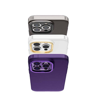 Apple iPhone 14 Kılıf Metal Kamera Çerçeveli Recci Glaze Serisi Kapak Beyaz