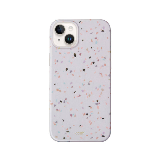 Apple iPhone 14 Kılıf Mozaik Desenli Coehl Terrazzo Kapak Pembe