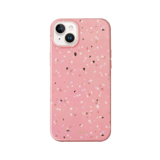 Apple iPhone 14 Kılıf Mozaik Desenli Coehl Terrazzo Kapak Pembe