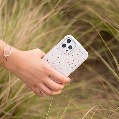 Apple iPhone 14 Kılıf Mozaik Desenli Coehl Terrazzo Kapak Gri