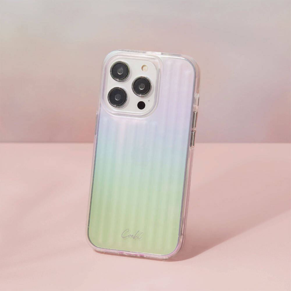 Apple iPhone 14 Kılıf Parlayan Arka Yüzey Coehl Linear Kapak Yeşil