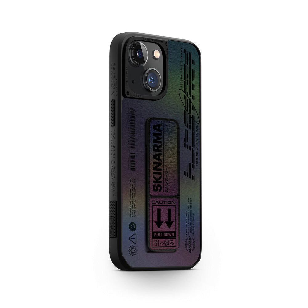 Apple iPhone 14 Kılıf SkinArma Holografik Tasarımlı Standlı Deri Görünümlü Kira Kobai Kapak Colorful