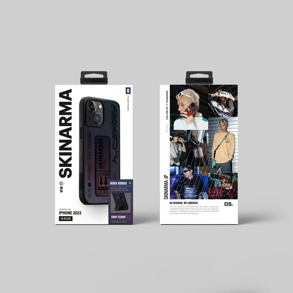 Apple iPhone 14 Kılıf SkinArma Holografik Tasarımlı Standlı Deri Görünümlü Kira Kobai Kapak Colorful