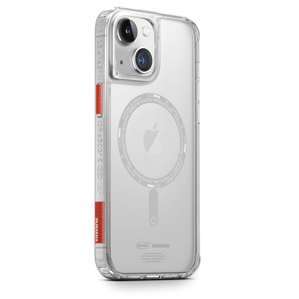 Apple iPhone 14 Kılıf SkinArma Şeffaf Airbag Tasarımlı M-safe Şarj Özellikli Saido Kapak Füme