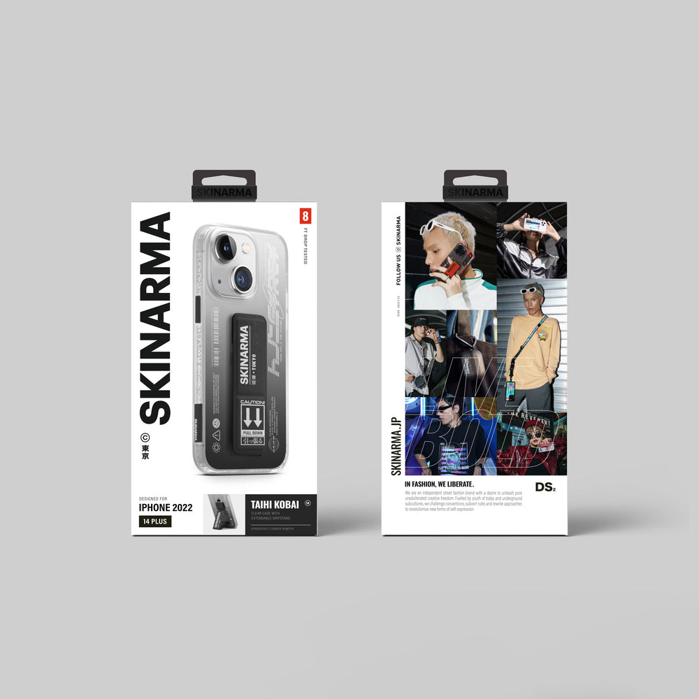 Apple iPhone 14 Kılıf SkinArma Standlı Şeffaf Tasarımlı Taihi Kobai Kapak Derin Mor