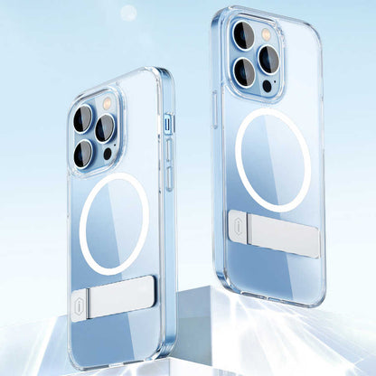 Apple iPhone 14 Kılıf Standlı M-safe Wireless Şarj Özellikli Wiwu Aurora Serisi Kapak Renksiz