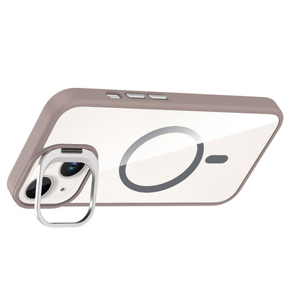 Apple iPhone 14 Kılıf Standlı ve Kamera Lens Hediyeli M-Safe Şarj Özellikli Zore Etro Kapak Desert Titanyum
