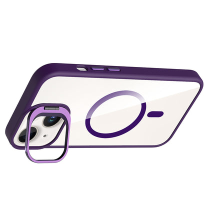 Apple iPhone 14 Kılıf Standlı ve Kamera Lens Hediyeli M-Safe Şarj Özellikli Zore Etro Kapak Desert Titanyum