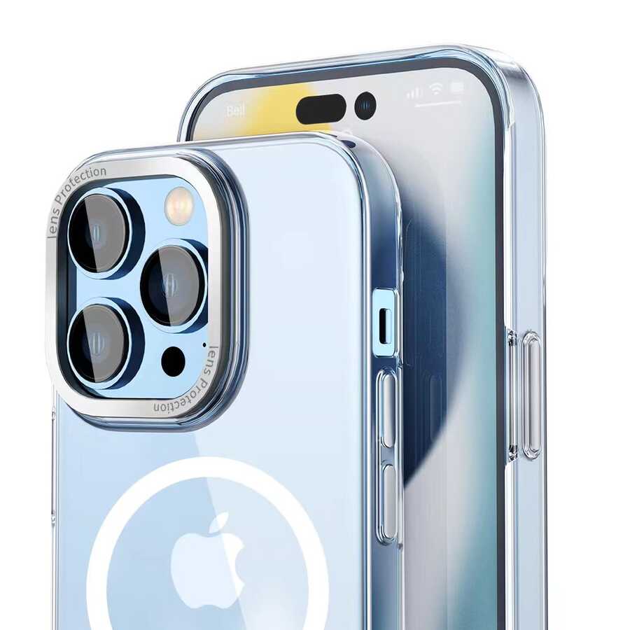 Apple iPhone 14 Kılıf Wiwu MCC-102 Magnetic Crystal Sert PC Kapak Renksiz