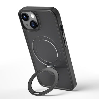 Apple iPhone 14 Kılıf Wiwu ZMM-010 M-safe Şarj Özellikli Parmak İzi Bırakmayan Mat Transparan Standlı Kapak Siyah