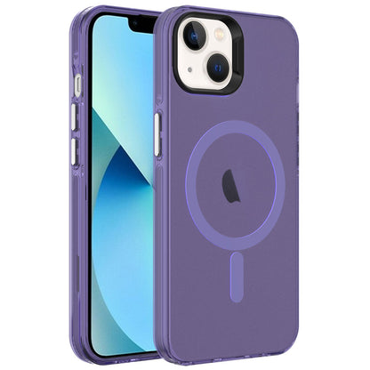 Apple iPhone 14 Kılıf Zore M-safe Şarj Özellikli Buzlu Transparan C-Pro Sert Kapak
