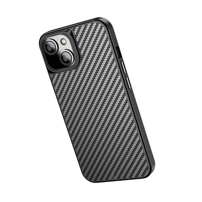 Apple iPhone 14 Plus Kılıf Aramid Karbon Fiber M-safe Özellikli Wlons Radison Kapak Siyah