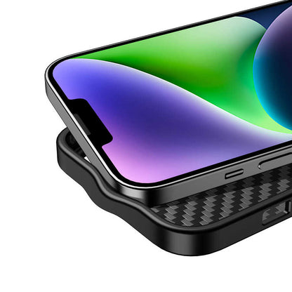 Apple iPhone 14 Plus Kılıf Aramid Karbon Fiber M-safe Özellikli Wlons Radison Kapak Siyah