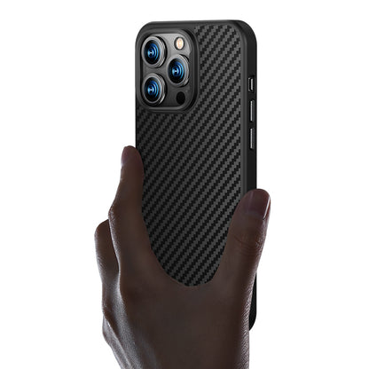Apple iPhone 14 Plus Kılıf Karbon Fiber M-safe Şarj Özellikli Benks Hybrid ArmorPro 1500D Kevlar Kapak Siyah