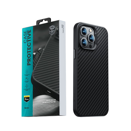 Apple iPhone 14 Plus Kılıf Karbon Fiber M-safe Şarj Özellikli Benks Hybrid ArmorPro 1500D Kevlar Kapak Siyah