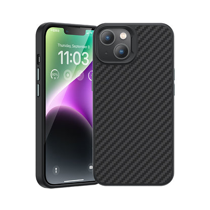 Apple iPhone 14 Plus Kılıf Karbon Fiber M-safe Şarj Özellikli Benks Hybrid ArmorPro 1500D Kevlar Kapak Siyah
