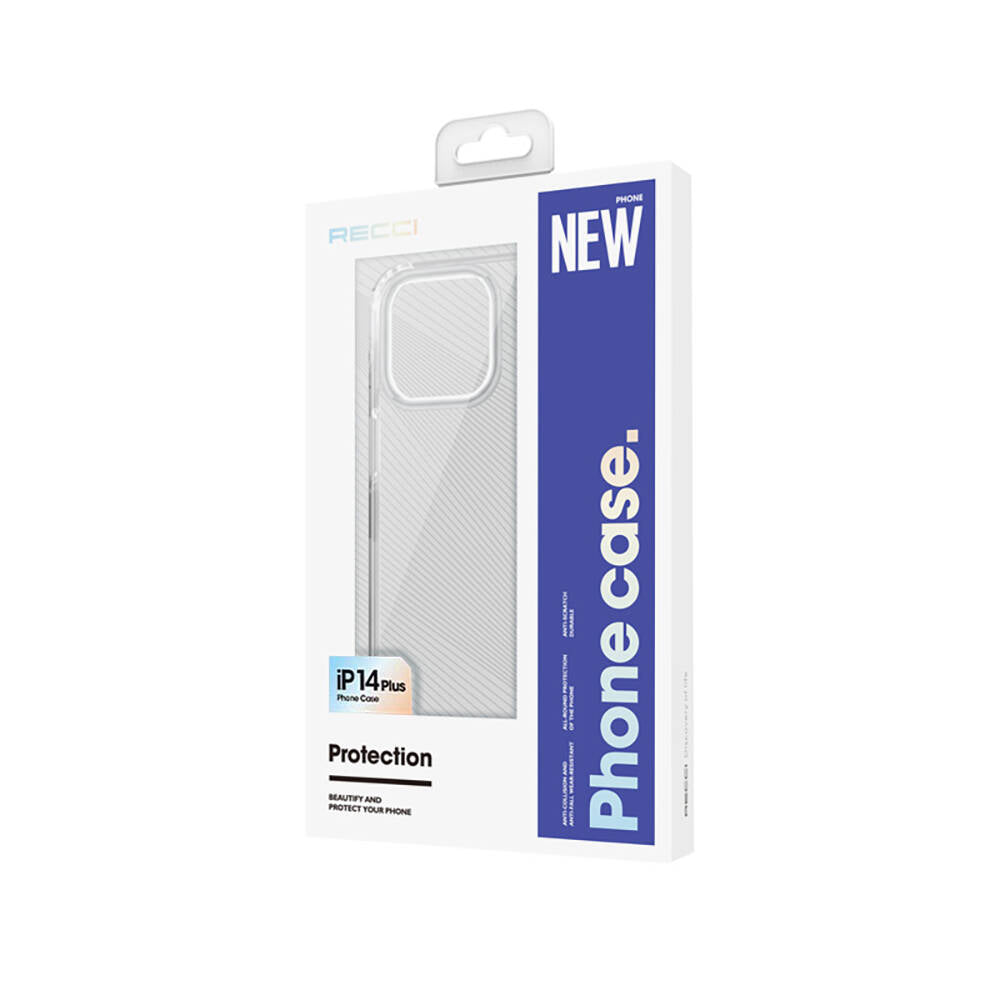 Apple iPhone 14 Plus Kılıf M-safe Şarj Özellikli Airbagli Şeffaf PC Arka Yüzey Recci Magnetik Suction Serisi Kapak Şeffaf