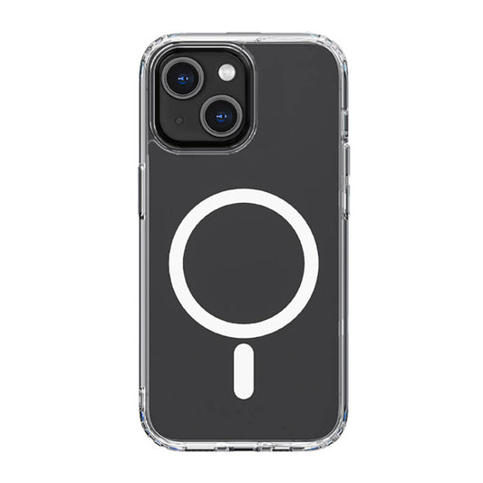 Apple iPhone 14 Plus Kılıf M-safe Şarj Özellikli Airbagli Şeffaf PC Arka Yüzey Recci Magnetik Suction Serisi Kapak Şeffaf