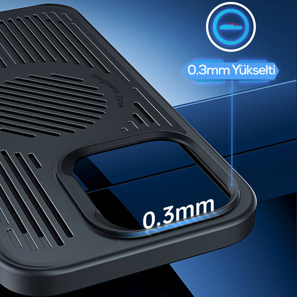 Apple iPhone 14 Plus Kılıf M-safe Şarj Özellikli Düşme Dirençli Soğutucu Benks Biliz Kapak Siyah