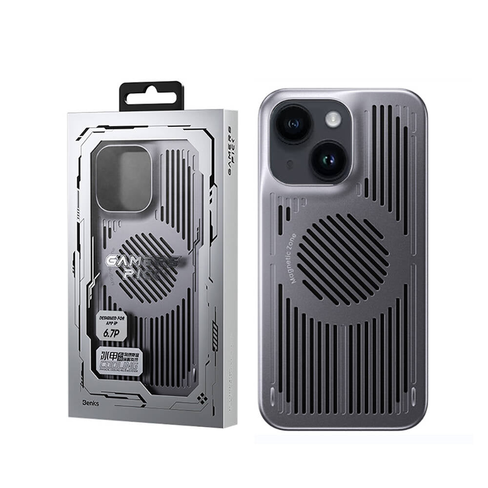 Apple iPhone 14 Plus Kılıf M-safe Şarj Özellikli Soğutucu Benks Biliz Kapak Gri