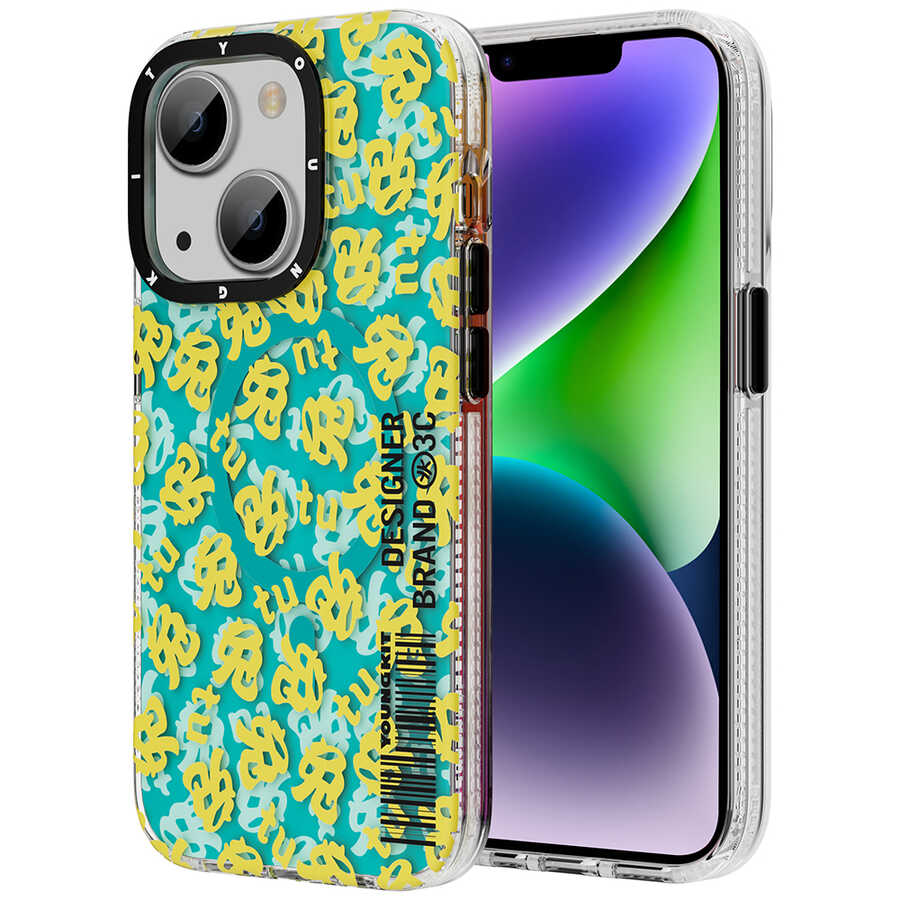 Apple iPhone 14 Plus Kılıf M-safe Şarj Özellikli Youngkit Play Rabbit Serisi Kapak Kırmızı