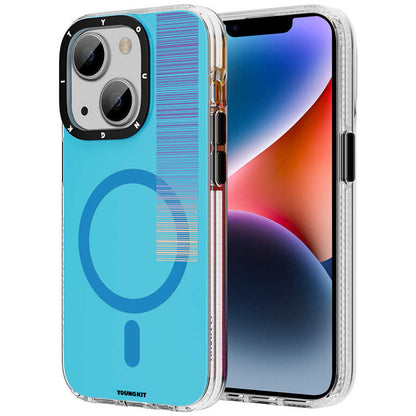 Apple iPhone 14 Plus Kılıf M-safe Şarj Özellikli Youngkit Pure Serisi Kapak Mavi