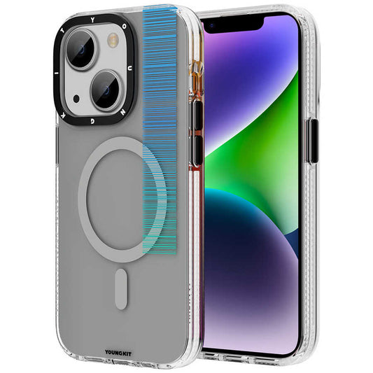 Apple iPhone 14 Plus Kılıf M-safe Şarj Özellikli Youngkit Pure Serisi Kapak Gri