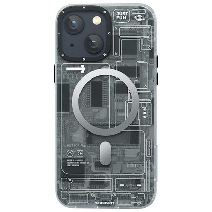 Apple iPhone 14 Plus Kılıf M-safe Şarj Özellikli YoungKit Technology Serisi Kapak Kırmızı