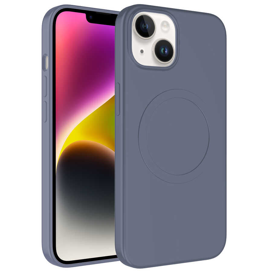 Apple iPhone 14 Plus Kılıf M-safe Wireless Şarj Özellikli Pastel Renk Silikon Zore Plas Kapak