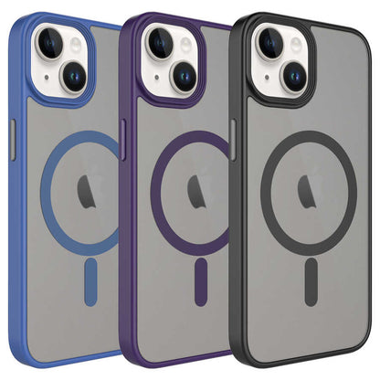 Apple iPhone 14 Plus Kılıf Mat Arka Yüzey Wireless Şarj Özellikli Zore Flet M-safe Kapak Gri